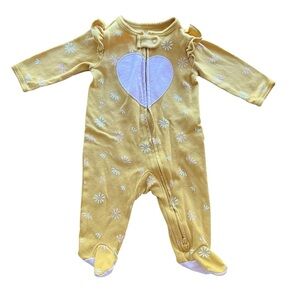 Carters Footie Sleeper PJs Baby Girl Yellow/Pink 3-6 Months